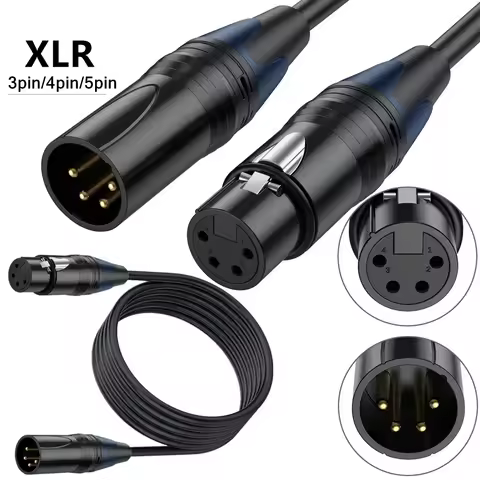4-pin 3pin 5pin Male to Female 4Pin XLR 3 5PIN Supply Cable extend Cord 30m for DSLR Camera Monitori