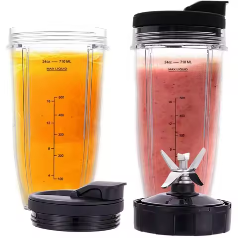 Y21A 24Oz Cups with To-Go Lids, 7 Fins Extractor Blade, for Nutri Ninja Auto IQ BN801 SS101 BL480-30