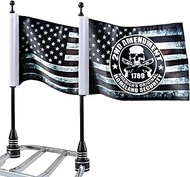 Motorcycle Flags 6" x 9" Antique US Flag 2ND Amendment Flag with Black Flagpole Mounts for 1/2" Moto