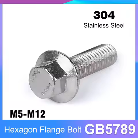304 Stainless Steel Big Hex Washer Head Bolt M5 M6 M8 M10 M12 A2-70 Large Hexagon Head with Serrated