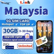 travel sim card Malaysia  3-30GB high speed data Gigi sim card for 5-30day Total data plan 大马上网卡
