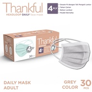 Thankful Face Mask Adult Headloop Daily 30s - Grey