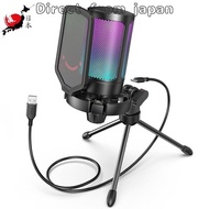 FIFINE USB Condenser Microphone Gaming Microphone RGB Lighting Distribution Microphone Cardioid Unidirectional Plug &amp; Play PC/Prestige Microphone with USB-C to USB-A Cable Includes Stand One-touch mute Recording Live Game Voice Chat Live Streaming Telewor