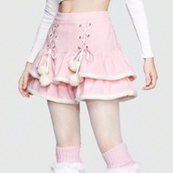 Chân váy xếp nếp ren trước Himekaji