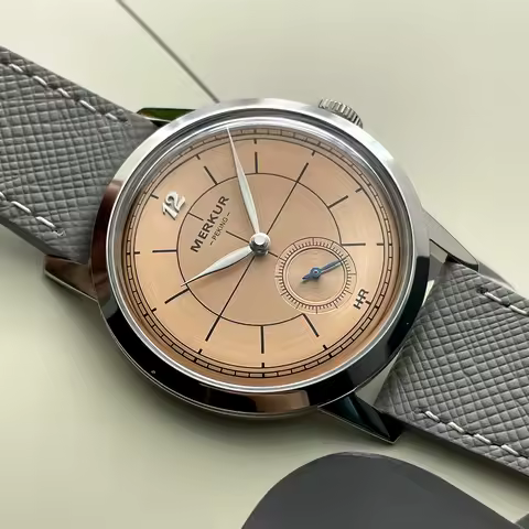 Pierre Paulin Salmon Dial Watch A thinner Case 50m Skin Diver Watch Vintage Mechanical Hand Watch 38