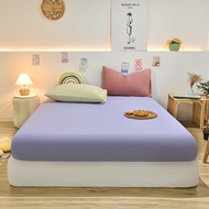 Mattress Protector Candy Color Non-slip Fitted Sheet Plain Single Super Single Queen King Size Bed sheet