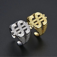 Hip Hop Dollar Symbol Ring Open Design Adjustable Punk Ring