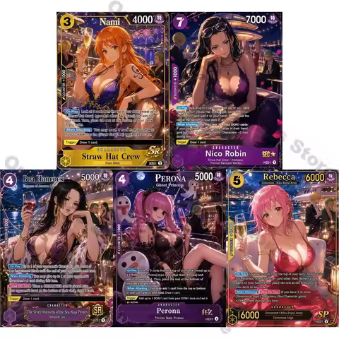 5Pcs One Piece Cards OTCG Card Anime Style Nami Nico Robin Boa Hancock Perona Rebecca Collection Car