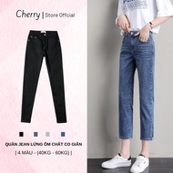 CHERRY women's skinny jeans with slit hem, straight leg, loose fit, high quality denim, easy to matc