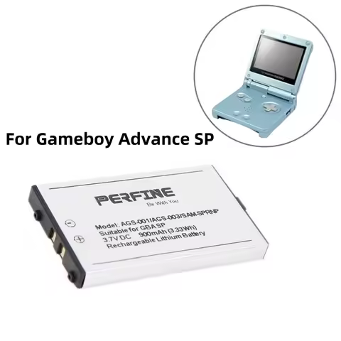Perfine GBA SP Battery for Nintendo 900mAh AGS-003 Battery Game Boy SP Advance AGS-001 Replacement B