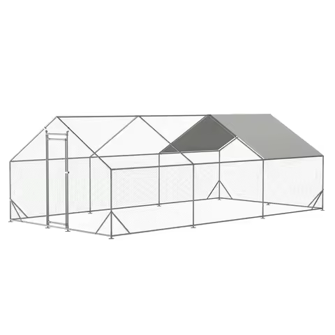 10x20 ft Heavy Duty Galvanized Walk In Metal Chicken Coop Run Waterproof UV Cover Poultry Hen Pen Ra