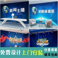 3d News Live Streaming Room Anchor Background Wallpaper Little Host Eloquence Performance Training I