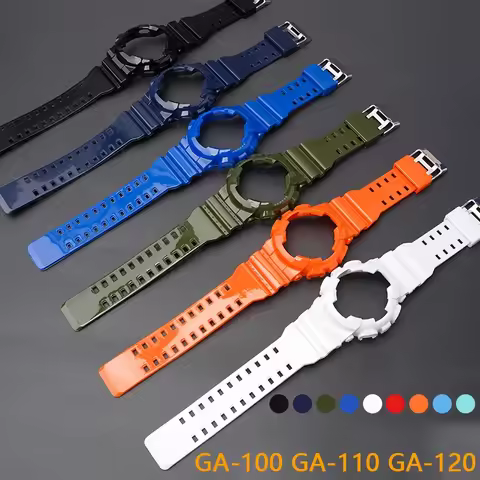 Resin Strap Case for Casio G-SHOCK GA-110 GD120 GD-100 GLS100 Men Glossy TPU Sport Waterproof Men Br