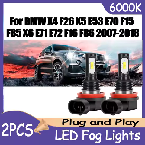2PCS 90W LED Car Fog Light Bulbs Super Bright 6000K White 12V For BMW X4 F26 X5 E53 E70 F15 F85 X6 E