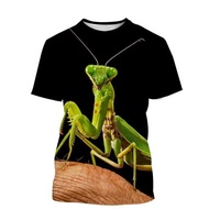 Men's Praying Mantis 3D Print Tee - Realistic Insect Graphic Streetwear Harajuku Short Sleeve
