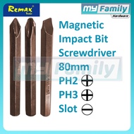 REMAX S2 MAGNETIC HEAD IMPACT DRIVER SCREWDRIVER SCREW BIT PH2 PH3 SLOT + - 80MM