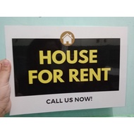 Sign Board and Signages Laminated a4 Chart 250mic FOR RENT SIGNAGE BOARD