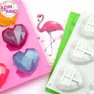 DIAMOND HEART 3D SHAPE SILICONE MOULD ACUAN LOVE 3D LOVE HEART MOULD ACUAN AIS KIUB | ICE CUBE MOULD