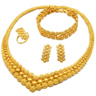 Indian Bollywood Women Jewelry Sets 24K Gold Plated Dubai Gold Necklace Earrings Bangle Fashion Wedd