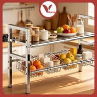 Vhome Stainless Steel Expandable Under Sink Storage Rack with Detachable Baskets