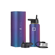 IRON °FLASK Camping & Hiking Hydration Flask, Wide Mouth, 3 Straw Lids, Stainless Steel Outdoor Wate