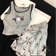 Hello Kitty Padded Pajamas Women's Summer Girl Cartoon Vest Shorts