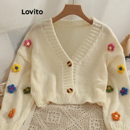 Casual Sweater Plain Flowers Sweater for Women LNA42111