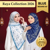 ZOE ARISAH Bawal Printed BLUE Bidang 50 HIjab COLOR SERIES Bercorak Floral Cotton Bercetak Tudung Se