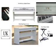 UK Digital Piano 88 Standard Keyboard Keys Bluetooth wireless connection Free Piano Stool (White)
