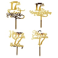 Sweet Seventeen Acrylic Cake Topper 17th - Acrylic Birthday Cake Decoration