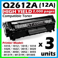 3x Compatible HP Q2612A HP12A LaserJet 1010 1012 1015 1018 1020 1022 3015 3020 All in One Printer 30
