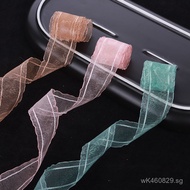 Shoe Flower Ribbon Wave Snow Gauze Ribbon Korean Lace Stripe Straw Hat Bowknot Ribbon diy Handmade C