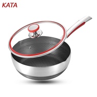 KATA Non Stick Stir Fry Pan Wok Stainless Steel Honeycomb 26cm