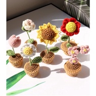 [SG INSTOCKS] Handmade Flower Crochet Mini Pot Gift Birthday Present Accessory Cute