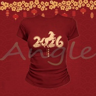 (24 Hours Delivery) Angle Official New Year Letters Soft T-Shirt Modern Strap Comfortable Fabric L73