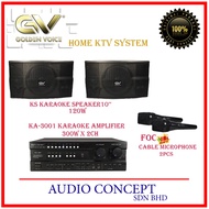 GV Home Karaoke Set- KA-3001 Karaoke Amplifier(300w)+ KS Karaoke Speaker 10'' + Free Cable  Microphone  x 2 pcs