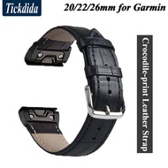 Crocodile Skin Leather Strap for Garmin Fenix 7X Fenix 7 / Fenix 6X Pro 6 5 Plus 22mm 26mm Quick Release Strap Forerunne