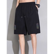 MUHANLU New Sports Shorts 2 Colors Gray Black Elastic Waist Drawstring Can Be Worn There Are 2 Side 