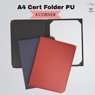 PU Leather A4 Certificate Folder File Document Holder Cover Graduation Award Presentation 4 Corner 1
