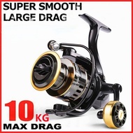 Fishing Reel HE500-7000 Max Drag 10kg Spare Metal Spool Ball Grip Spinning Reel Saltwater Fresh For 