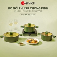 Elmich Olive El-5233OV03 safe ceramic pot set size 18,20,24cm/ EL-5523OV18/ EL-5523OV20/ EL-5523OV24