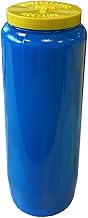 Prayer Candle in Glass Novena 18 x 7 cm 100% Vegetable Burning Time 9 Days - 216 Hours (Blue)
