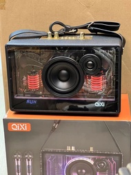 ลำโพงบลูทูธรุ่น SK-2066A แถมไมค์ลอย 2ตัว ตู้โปร่งใส เสียงเบสแนน รองรับ AUX TF USB มีสายสะพาย