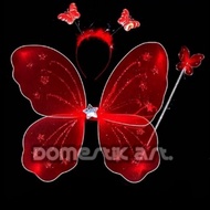 MERAH [BEST SELLER] - VS - RED Children's Fairy Wings Set Fairy Wings/ Crown Butterfly Wings/