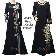 Jubah Abaya Arab Muslimah Wanita Hitam Jetblack Lembut Kualiti Butik Sulam Bunga Diamond Dubai Turki Saudi Haji Umrah