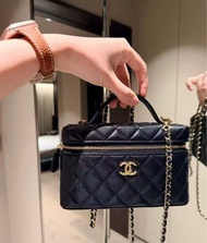Chanel 26K 菠蘿扣LP盒子 黑色荔枝紋 Vanity Case 手袋