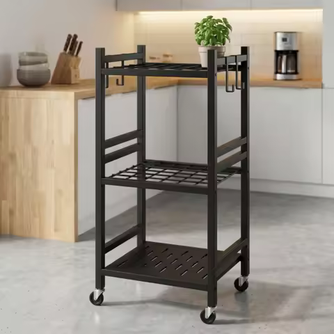 Garden Tool Organizer with Wheels Rolling Tool Storage Rack with Wheels Freestanding Space-Saving fo