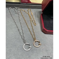 Cartier Full Diamond Nail Head Thick Chain Double-Sided Wearable Collarbone Necklace