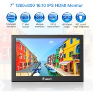 Eyoyo 7 นิ้วขนาดเล็กจอ LCD HDMI แบบพกพา 1280x800 16:10 IPS ส่วนค้ำยันหน้าจอ HDMI/VGA/AV/BNC อินพุต