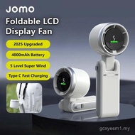 Foldable LCD Display Fan – 5 Speeds, Rechargeable Type-C Charging Mini Handheld Fan Air Cooler F9V2